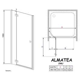 Душевая дверь Radaway Almatea DWJ 110 L прозрачное стекло